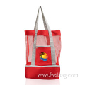 Custom Lightweight Zipper Top Mesh Beach Tote Bag